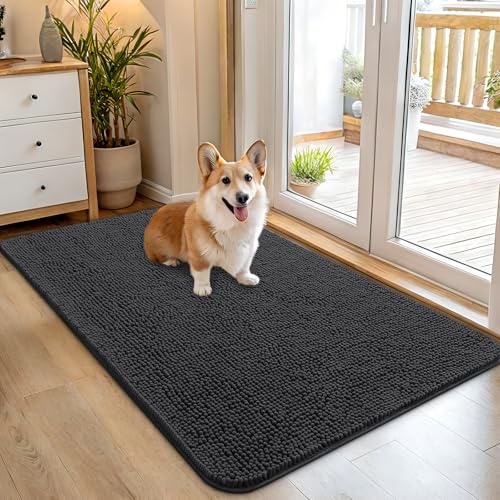 Dog Door Mat for Muddy Paws 45x27 (Dark Grey / 45" X 27")