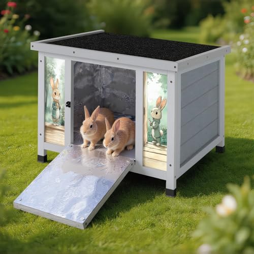 24" Bunny Hutch for Outdoor & Indoor Use (Grey with Warm / Middle)