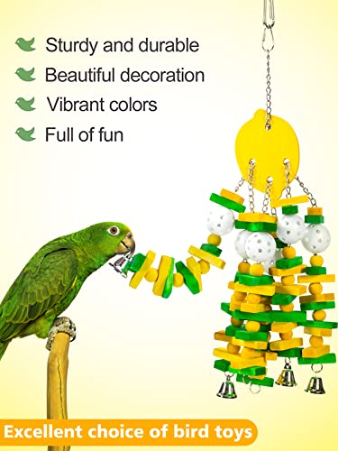 Large Bird Parrot Toys for Cockatoos African Grey Macaws Amazon Parrots (Yellow)