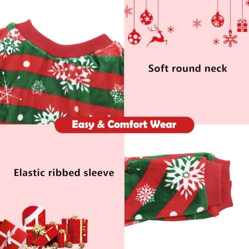 Small Dogs Outfit Soft Puppy Onesies Pjs Christmas Dog Pajamas Pet Coat Cat Apparel Comfy Doggie Jumpsuit Bodysuit for All Seasons P355M (Stripe Snowflakes / Medium)