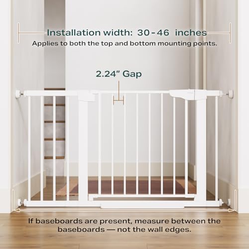 2 Pack 30 46" Baby Gate for Stairs (White / 30"-46"W x 30.5"H | 2 Pack)