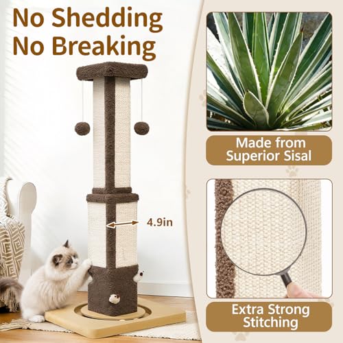 33.8" Tall Sisal Vertical Cat Scratching Post for Indoor