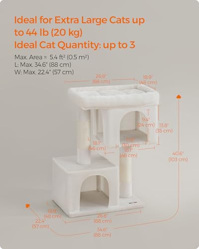 Cat Tree 40.6 (XL (26.8"L x 18.9"W x 40.6"H) / Cream White)