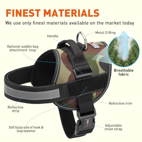 Dog Harness Reflective No (Green Camo / Girth 33" to 46")