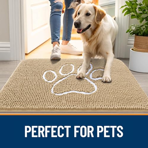 Dog Door Mat for Muddy Paws 59x35 (Beige / 59" X 35")