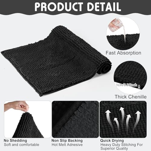 4 Pcs Guinea Pig Cage Liner (Black / 16 x 24 Inch / Low Pile Chenille)