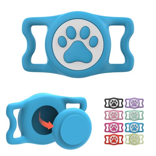Waterproof Airtag Dog Collar Holder for Apple Air Tag (Blue)