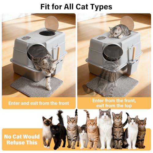 Stainless Steel Litter Box with Lid (Enclosed)