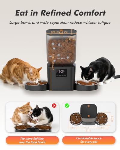 Automatic Cat Feeder for 2 Cats (Matte Black)