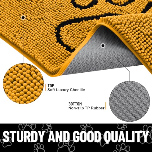 Dog Door Mat for Muddy Paws (30"X20" / Golden Yellow and Black)