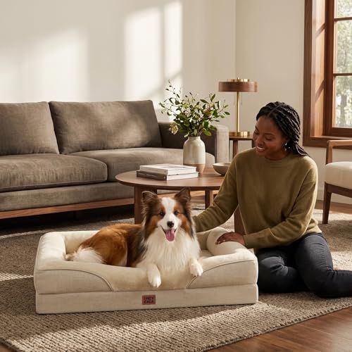 Orthopedic Dog Bed for Large Dog (Beige / 41x27x7.5)