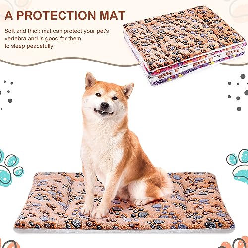 4 Pack Soft Pet Bed Mat Small Dog Crate Fleece (30 x 22 Inches / Vivid Color)