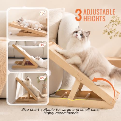 Sisal Cat Scratcher Ramp Adjustable L Shape Scratching Post (Large-Adjustable)
