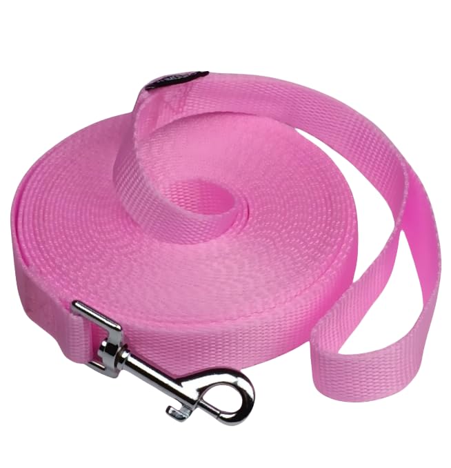 Dog Puppy Obedience Recall Training Agility Lead (Pink / 15 Feet)