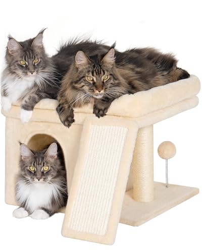 Small Cat Tree Tower for Large Cat (L—14''Beige)