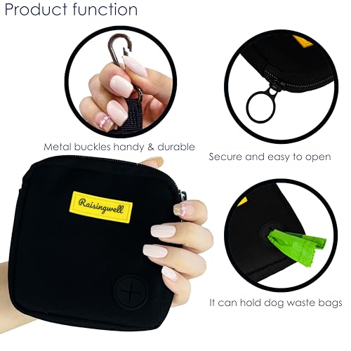 Dog Treat Pouch for Pet Walking and Training with Clicker Poop Bags Small Fanny Zipper Pack Holder for Puppy Snack Dispenser Kit for Leash and Outdoor Use (One Bag / a1.Black)