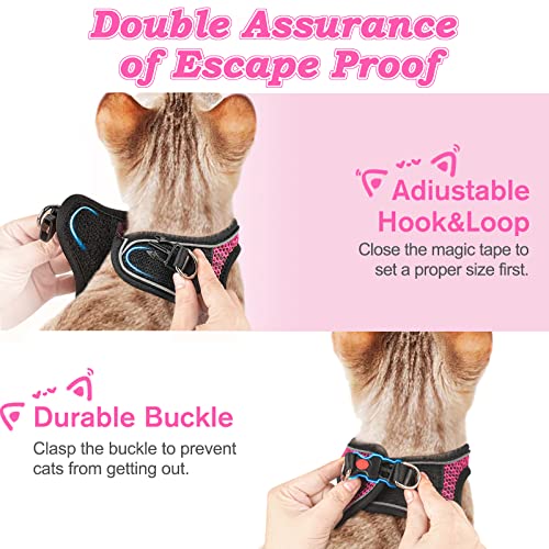 Cat Harness and Leash for Walking Escape Proof (L / Pink)