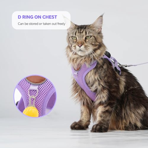 Cat Harness and Leash Set with AirTag Holder (Purple (Holder for Airtag) / M)