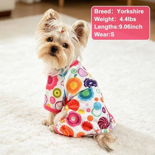 Dog Pajamas Pjs Spring Summer Dog Clothes for Small Dogs Girl (Floral / Medium(6-9lb ))
