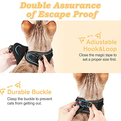 Cat Harness and Leash for Walking Escape Proof (M / Black)