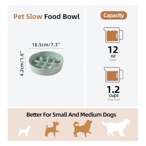 Ceramic Slow Feeder Dog Bowls (Light Green)