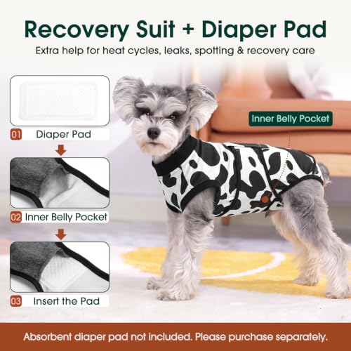 Recovery Suit for Dogs Cats (X-small (Back:8.3-11.4'', Weight:4-7 Lb) / Cow Splash)