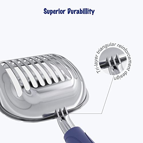 Cat Litter Scoop (Small / POLISHED Aluminum \ #01 Blue Handle)