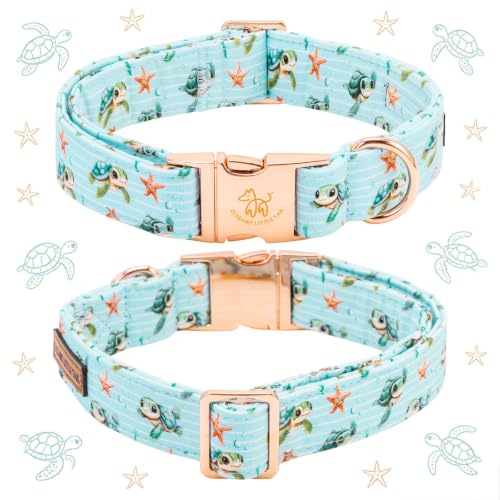 Pet Collars Preppy Sea Turtle Dog Collar with Bow (Turtle / X-Large (Pack of 1))