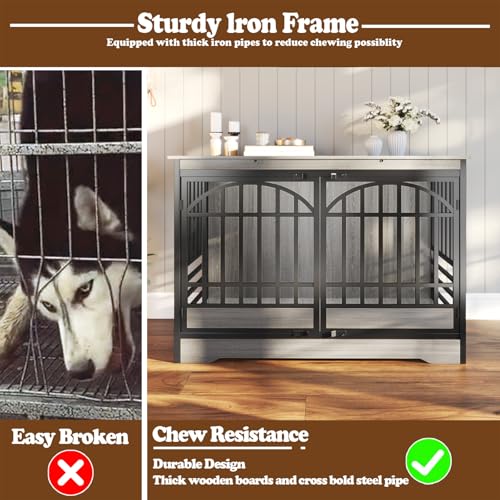 52" Dog Crate with Arched Doors (Grey)