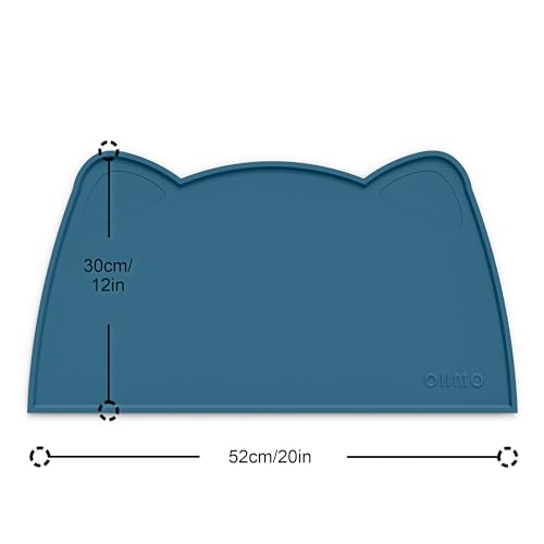 Cat Food Mat Silicone Pet Feeding Mat (20"L x 12"W / Teal)