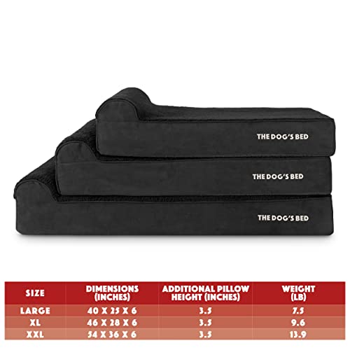 The Dog’s Bed Orthopedic Memory Foam Dog Bed with Headrest Large (Black Plush / L (40"L x 25"W x 6"Th))
