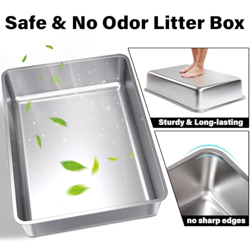XXXL Stainless Steel Cat Litter Box (XXXL - 28" x 20" x 6")