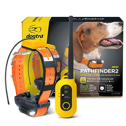 Pathfinder 2 GPS Dog Tracker e Collar 9 Mile Long Range LED Light No Monthly fees Free App Waterproof Smartwatch Control Satellite Real Time Tracking Multiple Dogs Smartphone Required (Pathfinder 2 / 35 lbs and up)