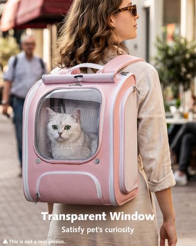 Cat Backpack Carrier (Pink (Expandable) / 12.6"L x 10.2"W x 16.5"H)