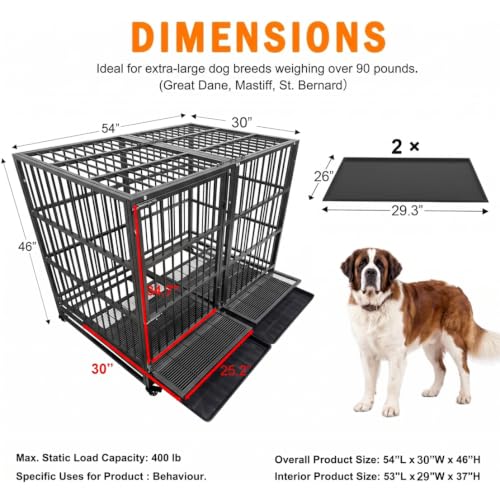 54" Heavy Duty Dog Crate (Black)