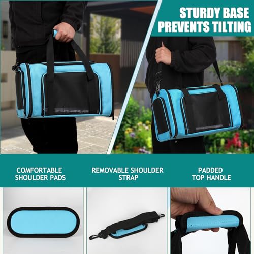 Dog Cat Carrier Pet Carriers for Small Medium Large Cats Dogs Carrier Soft Sided Small Puppy Dog Carrier Portable Foldable Airline Approved Dog Cat Travel Carrier Blue Medium (18.0"L x 11.5"W x 11.5"H / Blue)