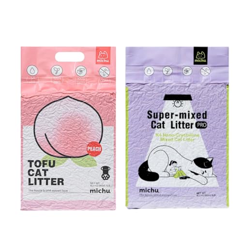 Tofu Cat Litter Natural Clumping Tofu Cat Litter 5.5lb (2 Pack / Peach + Mixed)