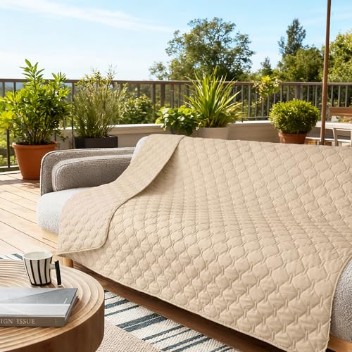 Waterproof Dog Blankets for Large Dogs (82x82 Inch (Pack of 1) / Dark Beige)