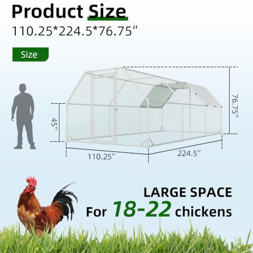Metal Chicken Coop (224.5"L x 110.3"W x 76.8"H)