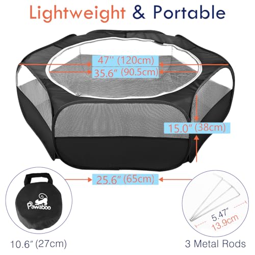 Small Animal Playpen with Zippered Cover (H-Black)