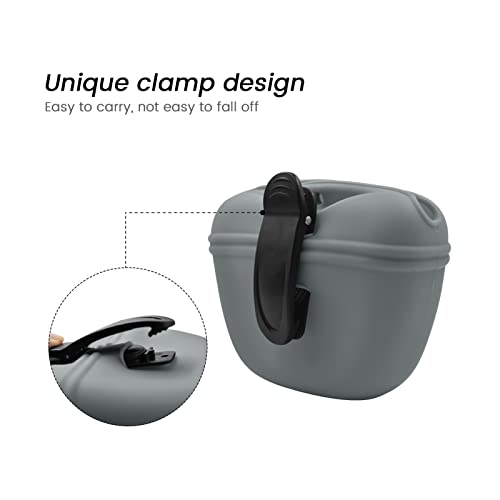 Silicone Dog Treat Pouch with Clicker Magnetic Closure Secure Clip (2 Pack / Light grey+Duck egg green)