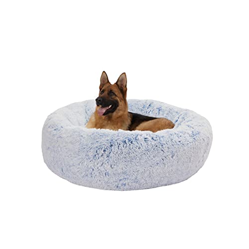 Calming Fluffy Donut Dog Bed for X (45.0"L x 45.0"W x 10.0"Th / Light Blue)