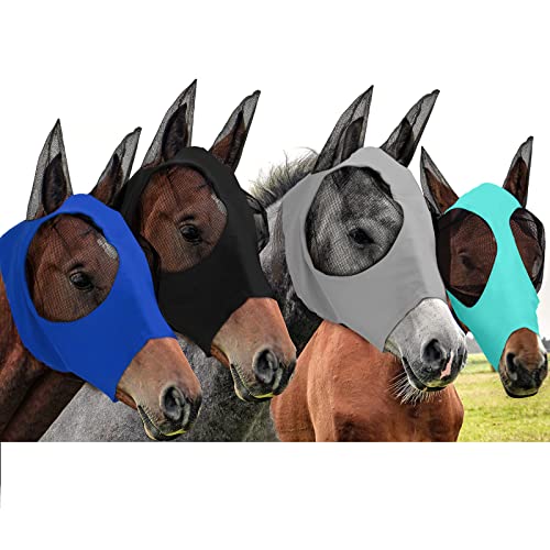 4 Pcs Horse Fly Mask with Ear (Large / Multicolor)