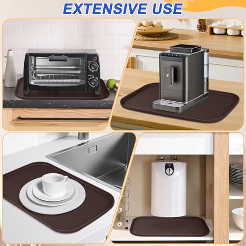 Waterproof Silicone Pet Food Mat with Raised Edge for Dog & Cat (Dark Brown / 22"L x 14"W)