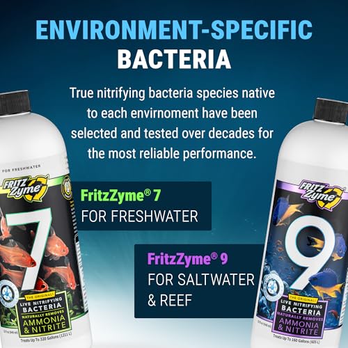 FritzZyme 7 Live Nitrifying Bacteria Naturally Removes Amonia & Nitrite for Freshwater Fish (32 oz)