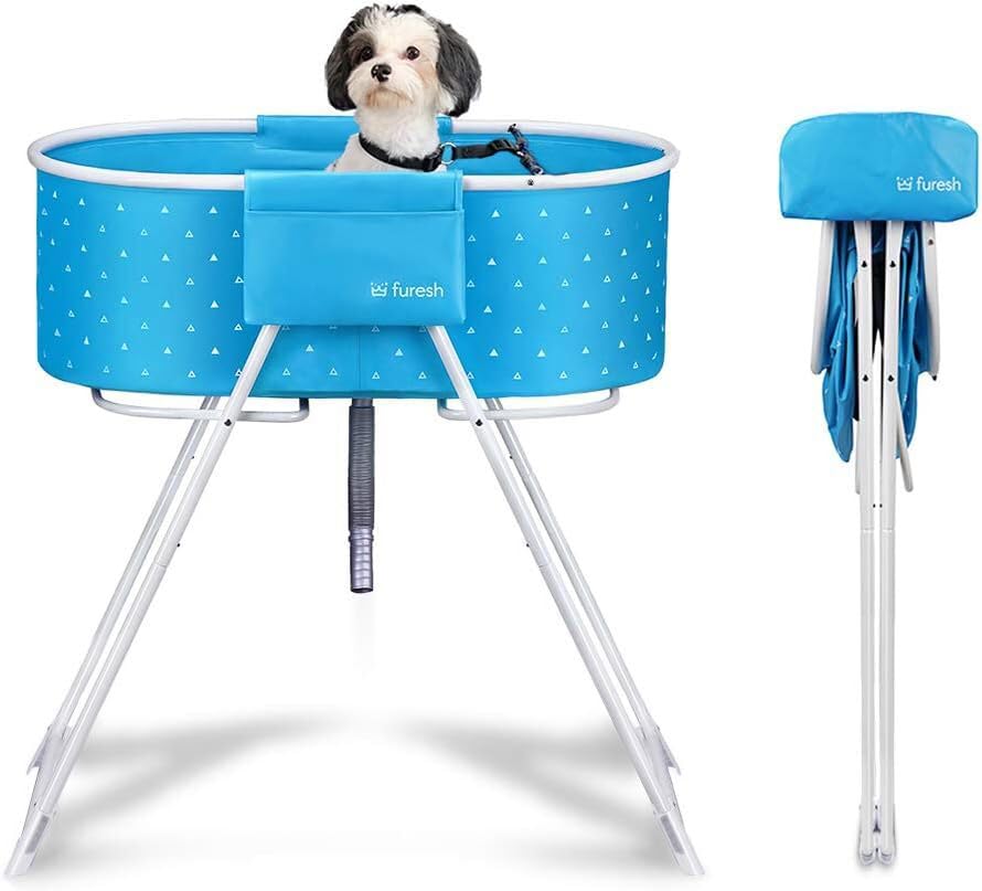 Portable Foldable Dog Bathtub for Small & Medium Dogs (Blue)