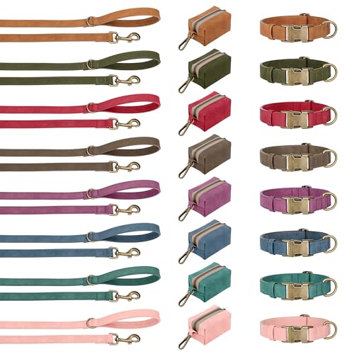 Soft PU Leather Dog Collar for Large Dogs (L：Fit 16-22" Neck, Width 1" / Purple)