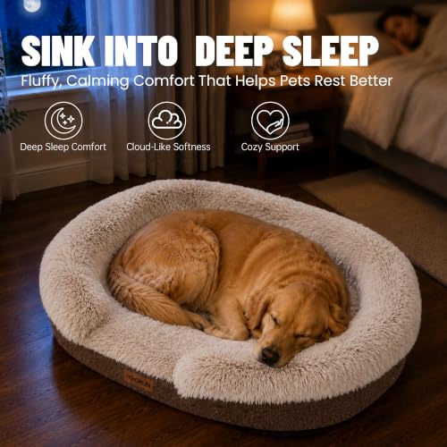 Fluffy Orthopedic Dog Beds Large Sized Dog (Coffee / M(36", UP to 50lbs))