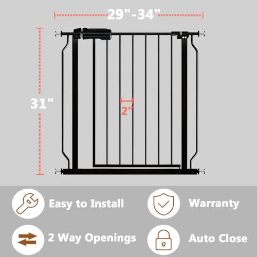 29 34 Inch Wide Baby Gate Pressure Mounted Safety Gate with Door (Gate: 29-34 Inch)