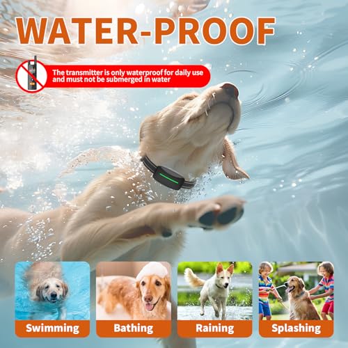 Dog Training Shock Collar 4300FT Dog Bark Collar with Remote IP67 Waterproof 4 Training Modes Beep Vibration Shock Light Mode Magnetic Charger Electric Dogs Collar 8 (Double shock Iron Black)